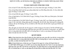 Quyết định 11/2013/QĐ-UBND hạn mức giao đất ở tại đô thị nông thôn tỉnh Trà Vinh