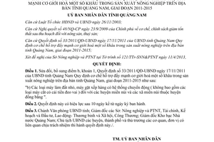 Quyết định 06/2013/QĐ-UBND sửa đổi QĐ 33/2011/QĐ-UBND cơ giới hóa nông nghiệp