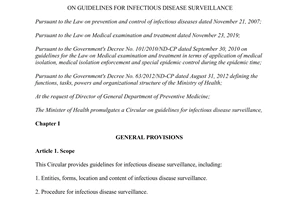 Circular 13/2013/TT-BYT on guidelines for infectious disease surveillance