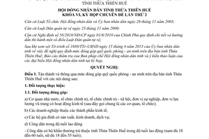 Nghị quyết 03/2013/NQ-HĐND mức đ&#243;ng g&#243;p quỹ quốc ph&#242;ng an ninh Thừa Thi&#234;n Huế