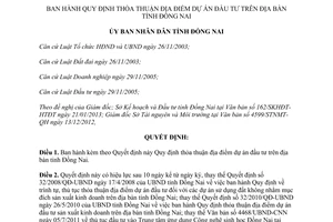 Quyết định 26/2013/QĐ-UBND thỏa thuận địa điểm dự án đầu tư tỉnh Đồng Nai