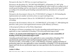 Circular No. 43/2013/TT-BTC amending preferential import tax rates applicable