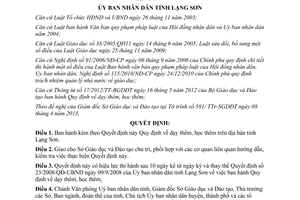 Quyết định 05/2013/QĐ-UBND quy định dạy và học thêm ở Lạng Sơn