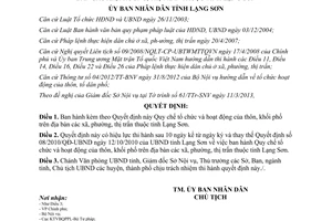 Quyết định 06/2013/QĐ-UBND tổ chức hoạt động của thôn khối phố cấp xã ở Lạng Sơn