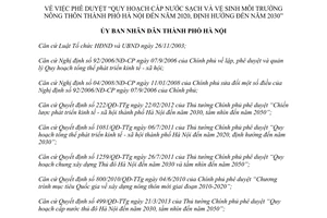 Quyết định 2691/QĐ-UBND Quy hoạch nước sạch vệ sinh môi trường nông thôn Hà Nội