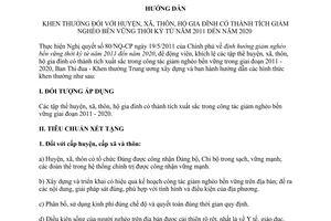 Hướng dẫn 481/HD-BTĐKT 2013 khen thưởng giảm nghèo bền vững từ 2011 đến 2020