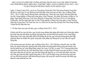 Thông báo 172/TB-VPCP kết luận của Phó Thủ tướng Hoàng Trung Hải