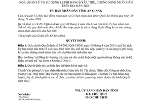 Quyết định 17/2013/QĐ-UBND điều chỉnh Quyết định 14/2013/QĐ-UBND