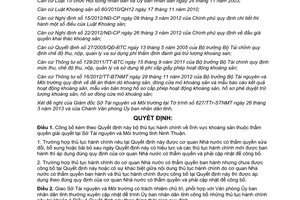 Quyết định 856/QĐ-UBND 2013 thủ tục hành chính lĩnh vực khoáng sản Ninh Thuận