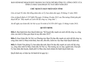 Quyết định 590/QĐ-UBND năm 2013 Kế hoạch đẩy mạnh cải cách chế độ công vụ