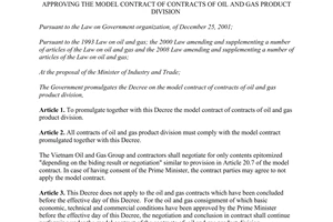 Decree No. 33/2013/ND-CP approving the model contract of contracts of oil and