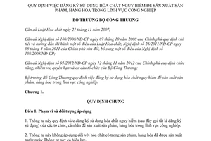Thông tư 07/2013/TT-BCT đăng ký sử dụng hóa chất nguy hiểm để sản xuất hàng hóa