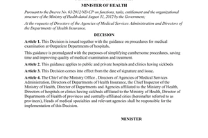 Decision No. 1313/QD-BYT guidance procedures medical examination outpatient departments of hospitals