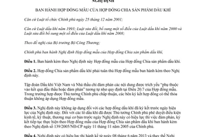 Nghị định 33/2013/NĐ-CP Hợp đồng mẫu Chia sản phẩm dầu khí