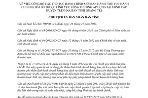 Quyết định 633/QĐ-CT thủ tục hành chính Công thương cấp huyện Quảng Trị 2013