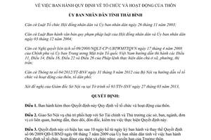 Quyết định 05/2013/QĐ-UBND Quy định tổ chức và hoạt động của thôn tỉnh Thái Bình