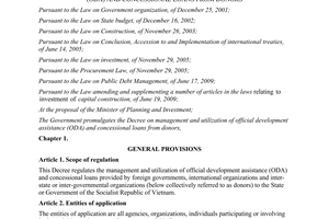Decree No. 38/2013/ND-CP on management and use of official development assistanc