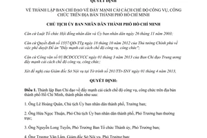 Quyết định 2017/QĐ-UBND thành lập Ban Chỉ đạo cải cách chế độ công vụ công chức TPHCM