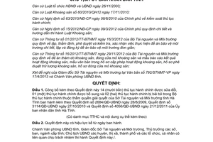 Quyết định 1092/QĐ-UBND 2013 thủ tục hành chính sửa đổi bãi bỏ Sở Tài nguyên Môi trường Hà Tĩnh