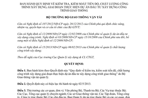 Quyết định 1070/QĐ-BGTVT năm 2013 kiểm tra tiến độ chất lượng công trình
