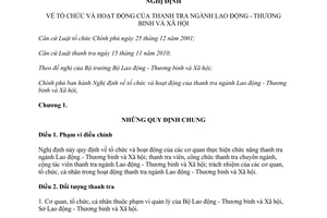 Nghị định 39/2013/NĐ-CP tổ chức và hoạt động của thanh tra Lao động Thương binh