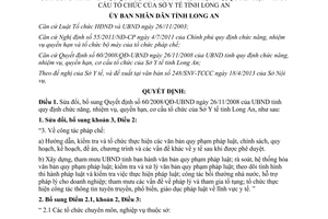 Quyết định 72/2013/QĐ-UBND sửa đổi quy định chức năng tổ chức Sở Y tế Long An