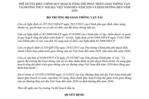 Quyết định 1071/QĐ-BGTVT năm 2013 phê duyệt điều chỉnh Quy hoạch tổng thể