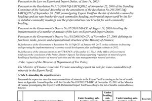 Circular No. 44/2013/TT-BTC amending export tax rates for some commodities