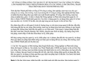 Chỉ thị 09/CT-UBND 2013 quản lý sử dụng đất tại công ty nông lâm nghiệp ở Hà Nội