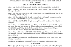 Quyết định 492/QĐ-UBND năm 2013 thu nộp quản lý phí sử dụng đường bộ xe mô tô Cao Bằng