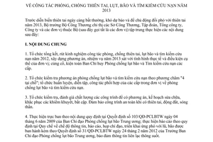 Chỉ thị 09/CT-BCT năm 2013 công tác phòng chống thiên tai lụt bão tìm kiếm