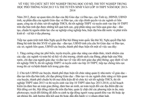 Chỉ thị 02/CT-UBND xét tốt nghiệp thi trung học phổ thông 2013 tuyển sinh lớp 10 2014 Hưng Yên