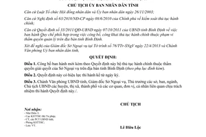 Quyết định 1074/QĐ-UBND năm 2013 công bố bộ thủ tục hành chính tỉnh Bình Định