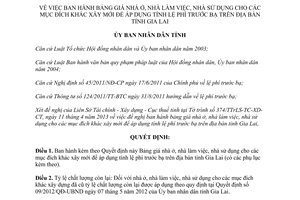 Quyết định 08/2013/QĐ-UBND bảng giá nhà ở nhà làm việc nhà sử dụng mục đích khác