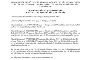 Nghị quyết 89/2013/NQ-HĐND mức chi hỗ trợ sáng lập viên Hợp tác xã Hà Giang