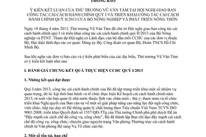 Thông báo 1992/TB-BNN-TCCB cải cách hành chính quý II 2013 Bộ Nông nghiệp