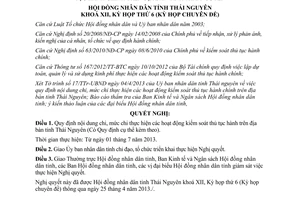 Nghị quyết 11/2013/NQ-HĐND chi kiểm soát thủ tục hành chính Thái Nguyên