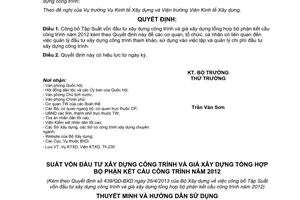 Quyết định 439/QĐ-BXD năm 2013 công bố Tập Suất vốn đầu tư xây dựng công trình