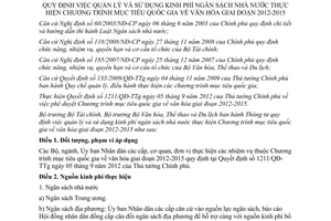 Thông tư 51/2013/TTLT/BTC-BVHTTDL kinh phí Chương trình mục tiêu văn hóa