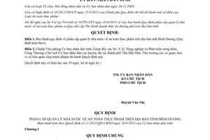 Quyết định 11/2013/QĐ-UBND phân cấp quản lý an toàn thực phẩm tỉnh Bình Dương