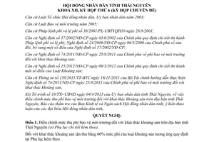 Nghị quyết 10/2013/NQ-HĐND phí môi trường khai thác khoáng sản Thái Nguyên