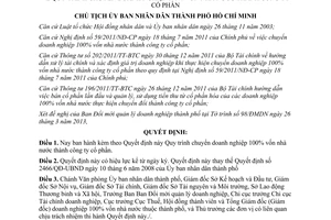 Quyết định 2109/QĐ-UBND 2013 chuyển doanh nghiệp nhà nước Thành phố Hồ Chí Minh