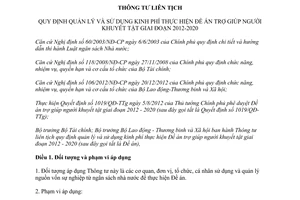 Thông tư liên tịch 48/2013/TTLT-BTC-BLĐTBXH quản lý sử dụng kinh phí Đề án