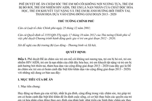 Quyết định 647/QĐ-TTg năm 2013 Đề án chăm sóc trẻ em mồ côi không nơi nương tựa