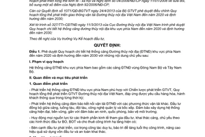 Quyết định 1108/QĐ-BGTVT năm 2013 Quy hoạch chi tiết hệ thống cảng Đường thủy