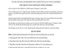 Quyết định 611/QĐ-UBND năm 2013 thành lập Hội đồng phát triển nhân lực Lâm Đồng