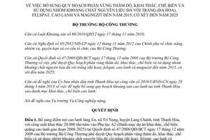 Quyết định 1948/QĐ-BCT bổ sung quy hoạch phân vùng thăm dò khai thác chế biến