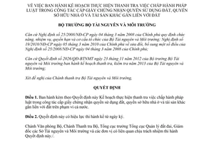 Quyết định 414/QĐ-BTNMT năm 2013 thanh tra việc chấp hành pháp luật cấp giấy chứng nhận quyền sử dụng đất