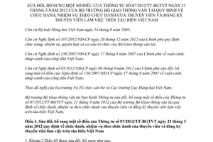 Thông tư 04/2013/TT-BGTVT sửa đổi Thông tư 07/2012/TT-BGTVT