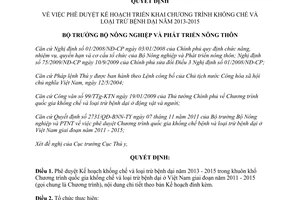 Quyết định 688/QĐ-BNN-TY Chương trình khống chế và loại trừ bệnh dại 2013